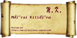 Mérai Kiliána névjegykártya